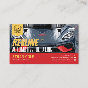 Illustrated Red Yellow Sports Car Detailing Business Card