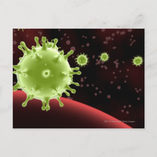 Illustrated rendering of the SARS coronavirus Postcard (Front)