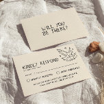 Illustrated Retro Handwritten Quirky Wedding RSVP Card<br><div class="desc">A simple and elegant calligraphy colourful retro wedding rsvp card. That has a vintage modern stylish creamy milky background with black  script and hand drawn peagon holding and delivering the rsvp card  . Minimalist and chic with handwritten lettering . It is all editable by clicking on the personalise button.</div>