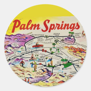 Illustrated Retro Palm Springs Classic Round Sticker