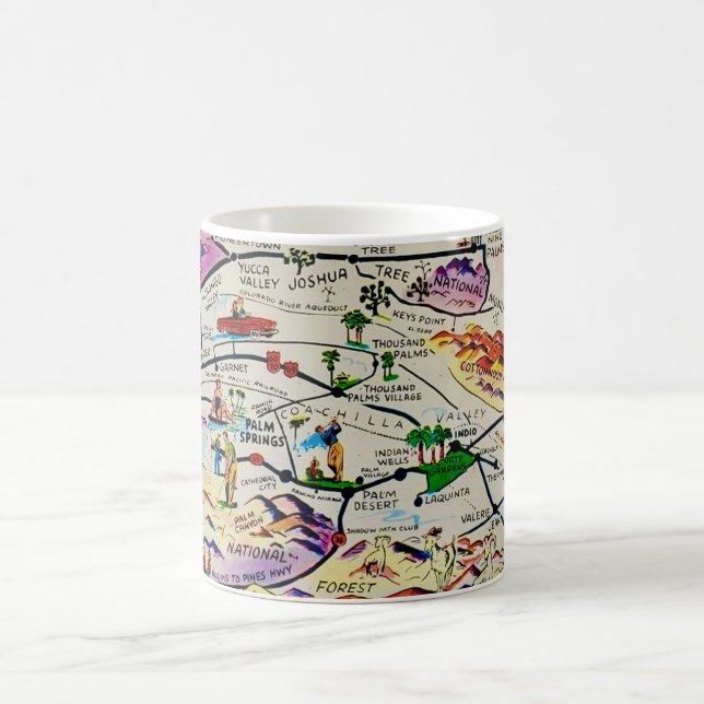 Illustrated Retro Palm Springs Map Mug (Center)