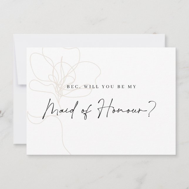 Illustrated Rose Bridesmaid Proposal Card (Front)