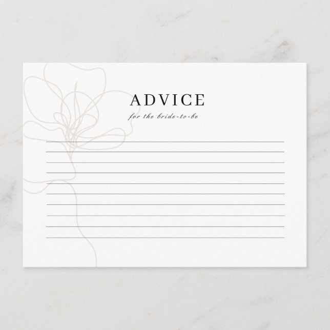 Illustrated Rose Wedding Bride Advice Card (Front)