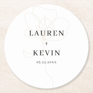 Illustrated Rose Wedding Coasters