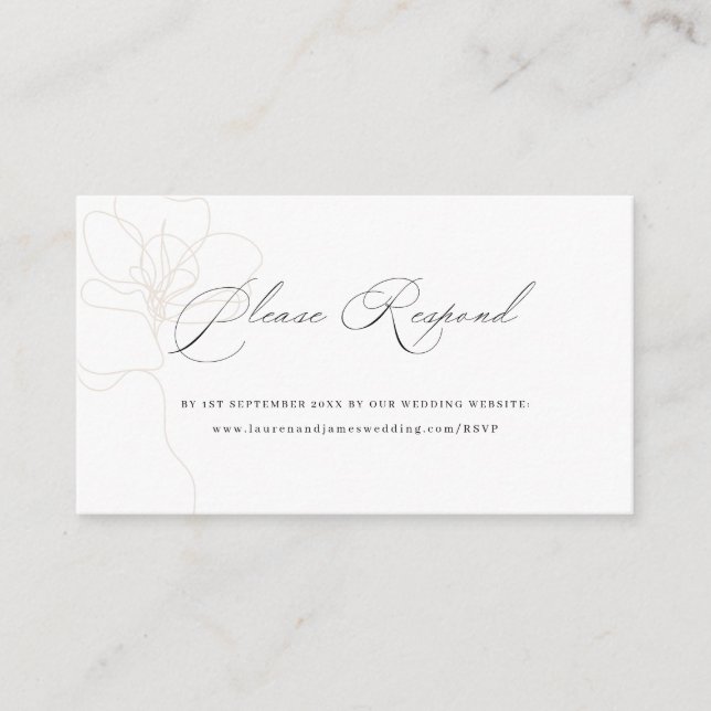 Illustrated Rose Wedding Website RSVP Enclosure Card (Front)