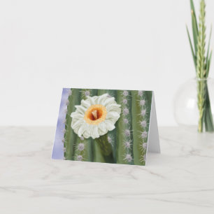 Illustrated Saguaro Cactus White Flower Note Card