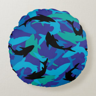 Illustrated Shark pattern Round Cushion