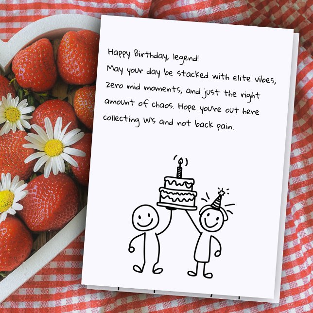 Illustrated Sketch Cute Rizz Funny Birthday slang Card (Creator Uploaded)