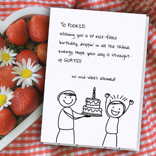 Illustrated Sketch GenZ Rizz Funny Birthday slang Card