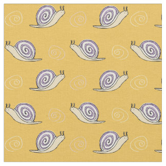 Illustrated Snail and Swirls Pattern Fabric