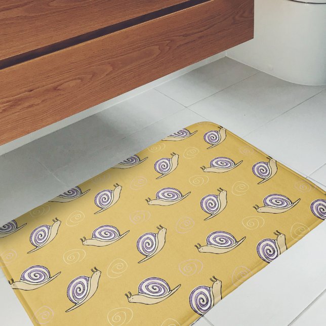 Illustrated Snails and Swirls Pattern Bath Mat (Snail Pattern Bath Mat)