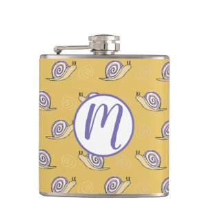 Illustrated Snails and Swirls Pattern Hip Flask