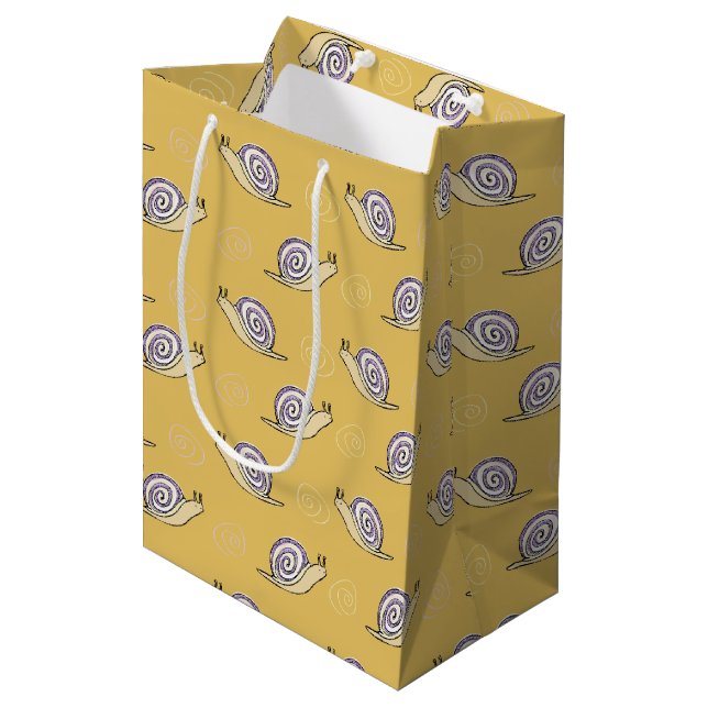 Illustrated Snails and Swirls Pattern Medium Gift Bag (Front Angled)