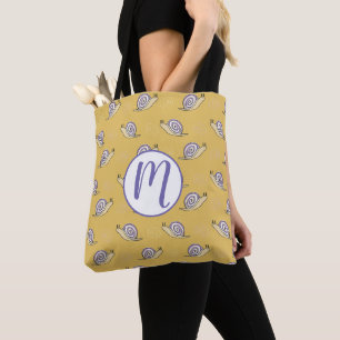 Illustrated Snails and Swirls Pattern Tote Bag