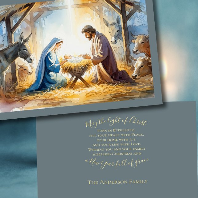 Illustrated Style Nativity Scene Holiday Card (Creator Uploaded)