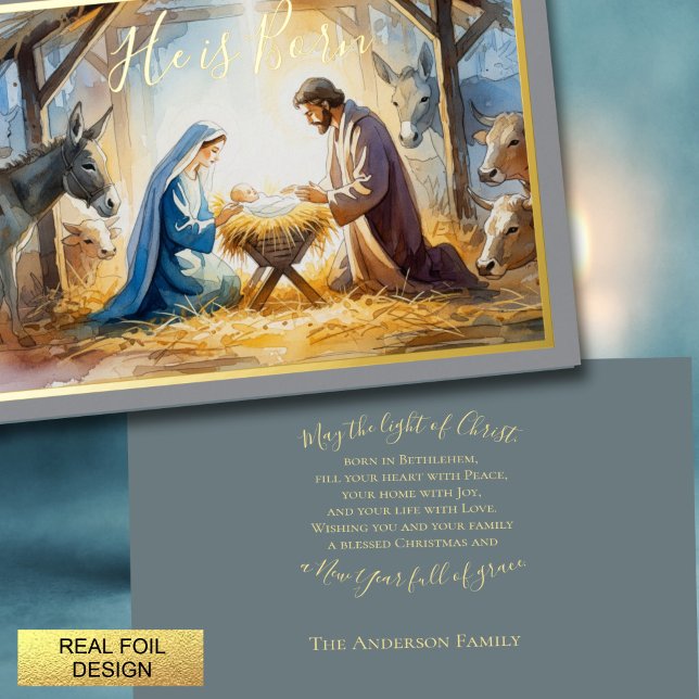 Illustrated Style Nativity Scene Holiday Card (Creator Uploaded)