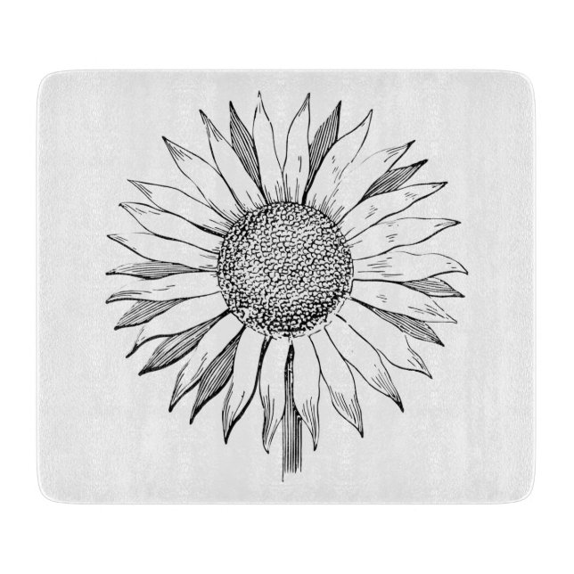 Illustrated Sunflower Cutting Board (Front)