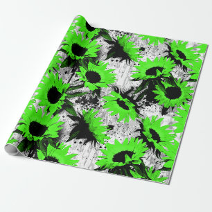 Illustrated Sunflower distressed Wrapping paper