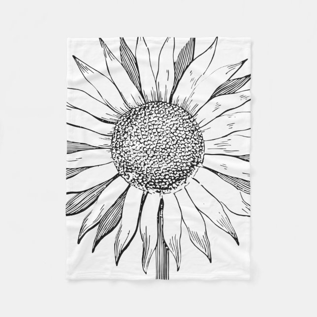 Illustrated Sunflower Fleece Blanket (Front)