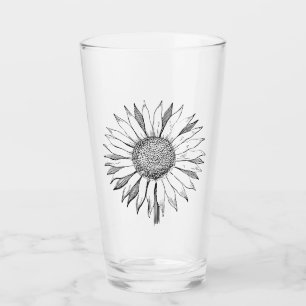 Illustrated Sunflower Glass