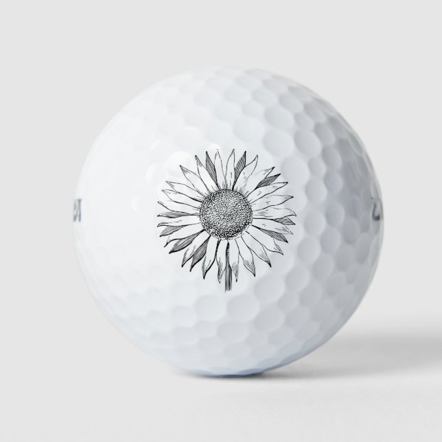 Illustrated Sunflower Golf Balls (Front)