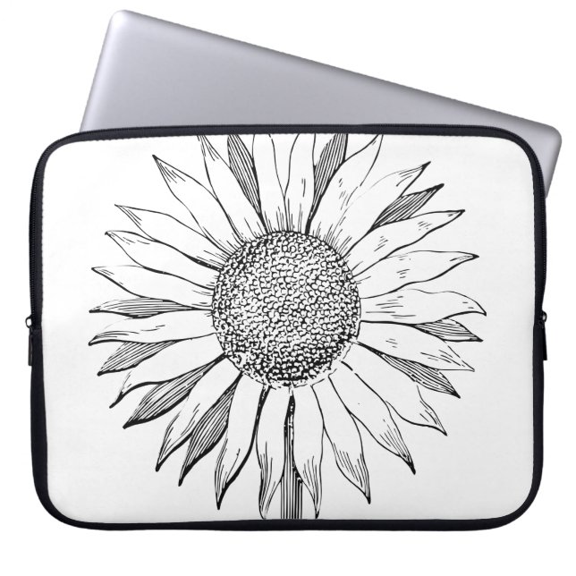 Illustrated Sunflower Laptop Sleeve (Front)