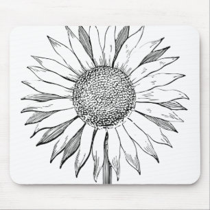 Illustrated Sunflower Mouse Pad