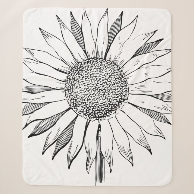 Illustrated Sunflower Sherpa Blanket (Front)
