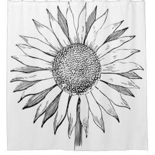 Illustrated Sunflower Shower Curtain