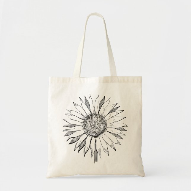 Illustrated Sunflower Tote Bag (Front)