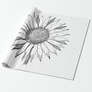 Illustrated Sunflower Wrapping Paper