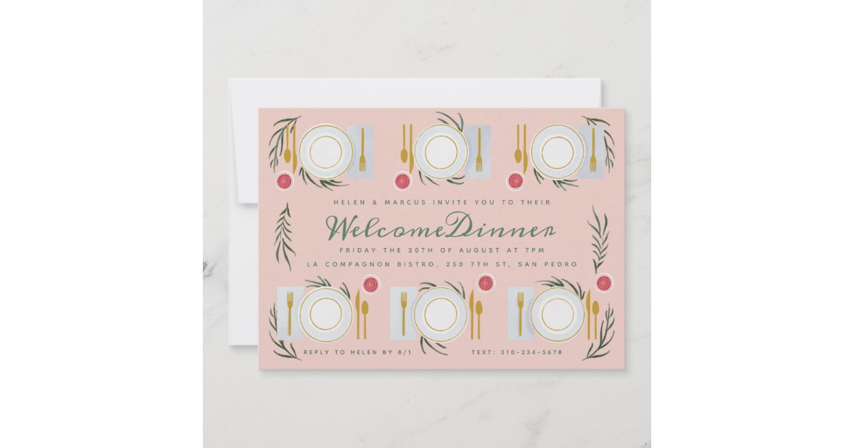 Illustrated Table Dinner Invitation Zazzle