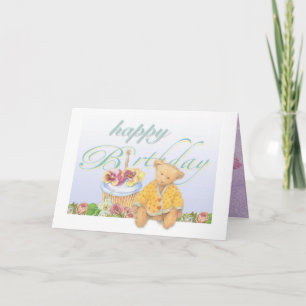 Illustrated Teddybear Cupcake Birthday Card