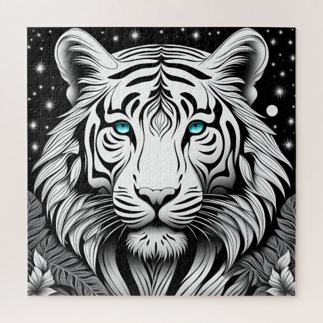Illustrated Tiger Face Jigsaw Puzzle (Vertical)
