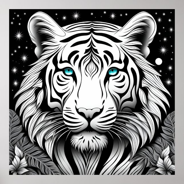 Illustrated Tiger Face Poster (Front)