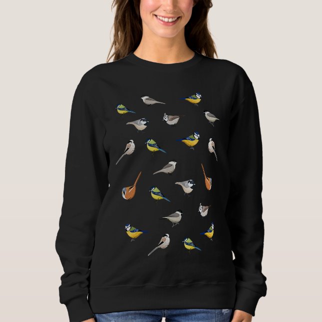 Illustrated Tit Birds Birdwatching Sweatshirt (Front)