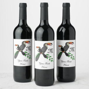 Illustrated Toco Toucan Tropical Bird Wine Label