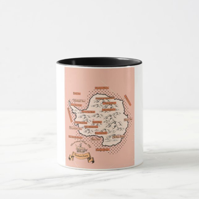 Illustrated Travel map Antarctica Mug (Center)