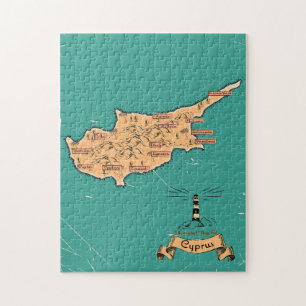 Illustrated Travel map Cyprus Jigsaw Puzzle