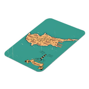 Illustrated Travel map Cyprus Magnet