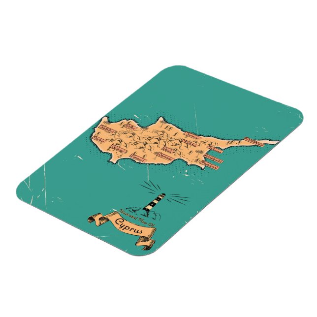 Illustrated Travel map Cyprus Magnet (Left Side)