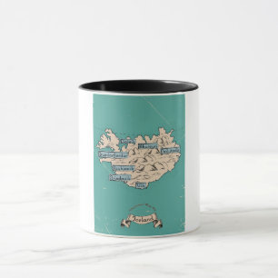 Illustrated Travel map Iceland Mug
