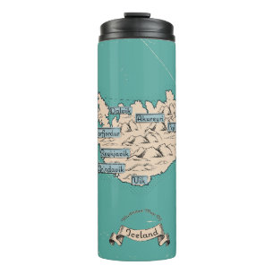 Illustrated Travel map Iceland Thermal Tumbler