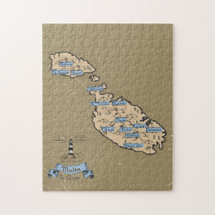 Illustrated Travel map Malta Jigsaw Puzzle