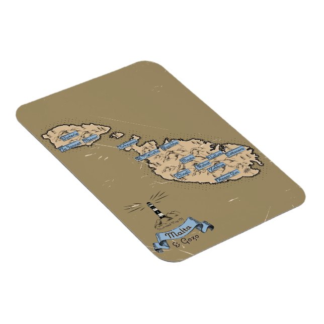 Illustrated Travel map Malta Magnet (Right Side)