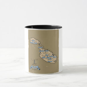 Illustrated Travel map Malta Mug