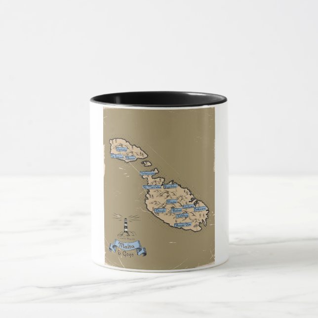 Illustrated Travel map Malta Mug (Center)