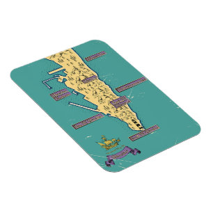 Illustrated Travel map Of Gibraltar Magnet