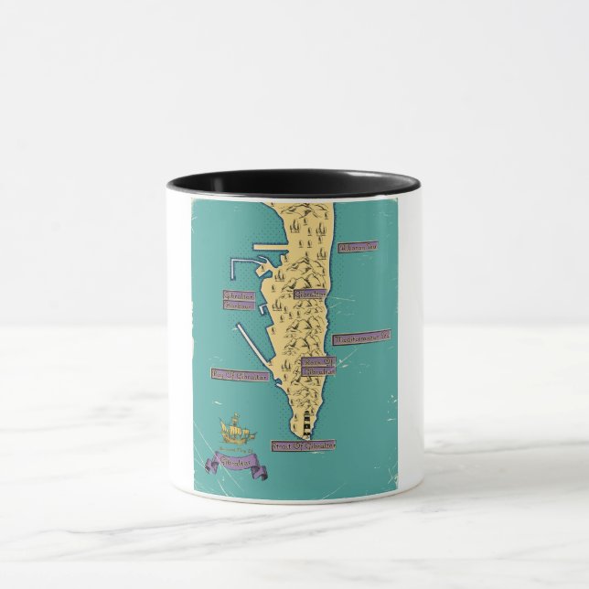 Illustrated Travel map Of Gibraltar Mug (Center)