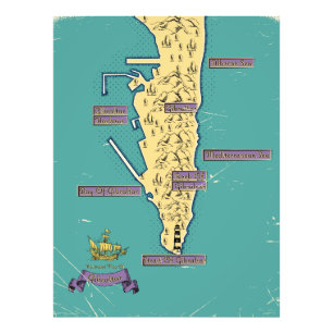 Illustrated Travel map Of Gibraltar Photo Print